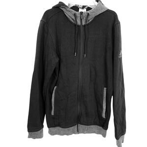 ADIDAS Full Zip Hoodie Sweatshirt Black Jacket Mens Full Zip Athletic sz S